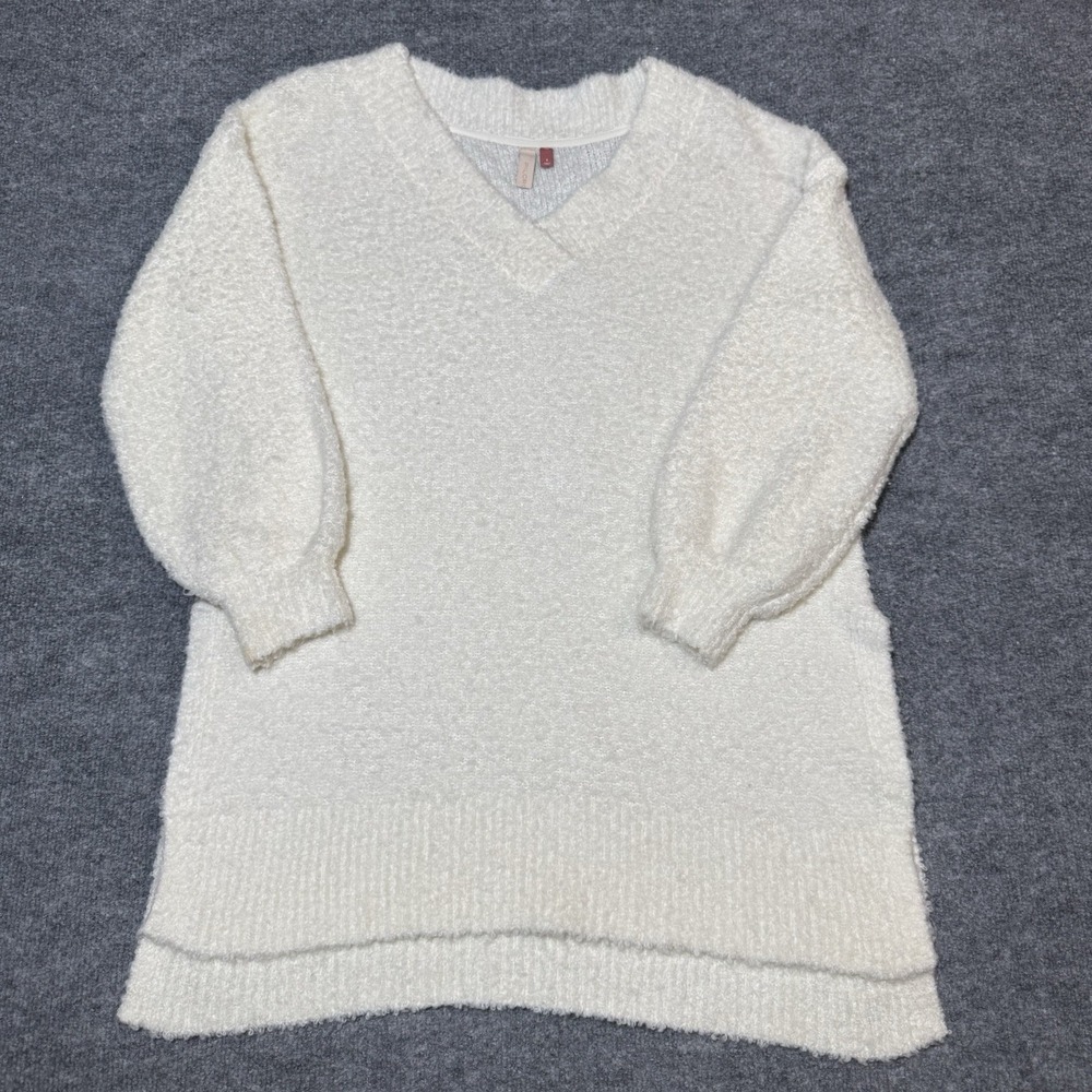 Anthropologie Pilcro Wool Blend Sweater Sz S Oversized‎ V Neck Fuzzy Warm White